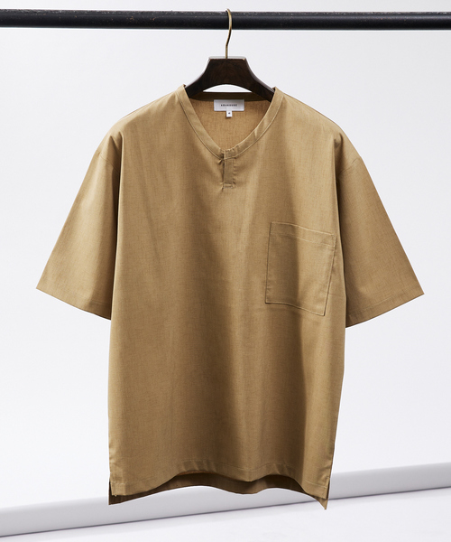 ABAHOUSE(アバハウス)の「【ストレッチドライ】キーネック 半袖Tシャツ / スキッパーシャツ(Tシャツ/カットソー・メンズ・ブラック/ホワイト/ベージュ/グリーン系その他・46/48)」の4枚目の写真