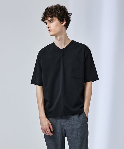 ABAHOUSE(アバハウス)の「【ストレッチドライ】キーネック 半袖Tシャツ / スキッパーシャツ(Tシャツ/カットソー・メンズ・ブラック/ホワイト/ベージュ/グリーン系その他・46/48)」の3枚目の写真