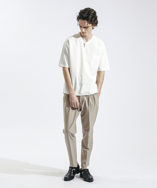 ABAHOUSE(アバハウス)の「【ストレッチドライ】キーネック 半袖Tシャツ / スキッパーシャツ(Tシャツ/カットソー・メンズ・ブラック/ホワイト/ベージュ/グリーン系その他・46/48)」の18枚目の写真