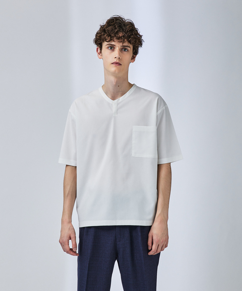 ABAHOUSE(アバハウス)の「【ストレッチドライ】キーネック 半袖Tシャツ / スキッパーシャツ(Tシャツ/カットソー・メンズ・ブラック/ホワイト/ベージュ/グリーン系その他・46/48)」の21枚目の写真