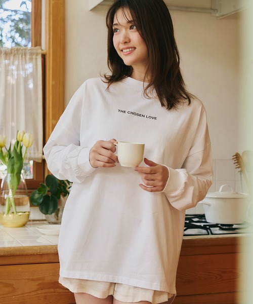 LANTINAM(ランティナム)の「【ユニセックス】Chosen Love ロングTシャツ(Tシャツ/カットソー・レディース・ライトグリーン/オフホワイト・M/L)」の4枚目の写真
