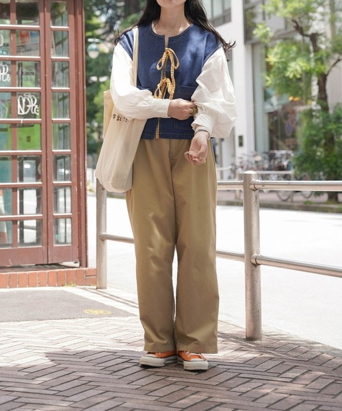mimi toujours(ミミトゥジュール)の「チェック リボン デニム ベスト mimi toujours×しお(ベスト・レディース・ブルー・M)」の5枚目の写真