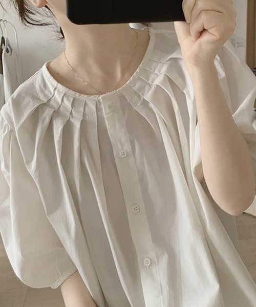 gossip！ロサンゼルス（ゴシップロサンゼルス）の「YUGA　ラウンドネック　パフスリーブシャツ（シャツ/ブラウス・レディース・ブラック/ホワイト・FREE）」の10枚目の写真