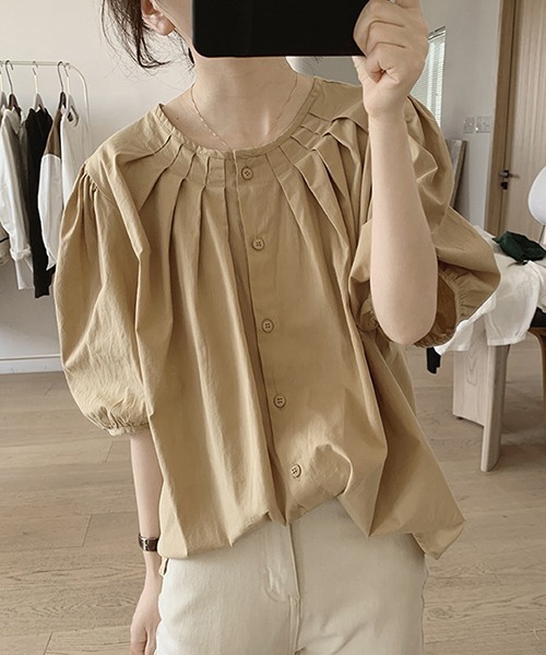 gossip！ロサンゼルス（ゴシップロサンゼルス）の「YUGA　ラウンドネック　パフスリーブシャツ（シャツ/ブラウス・レディース・ブラック/ホワイト・FREE）」の7枚目の写真