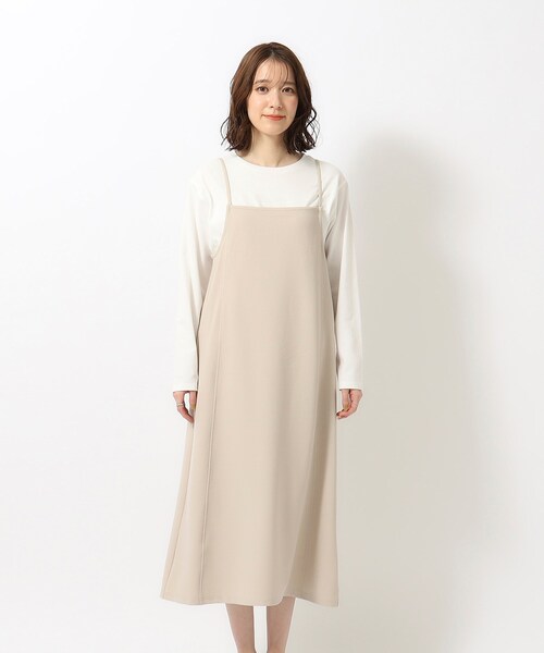 セール】【2点セット】着丈が調節できる 大人のキャミワンピース+ロンT 