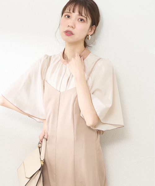 natural couture（ナチュラルクチュール）の「【WEB限定】パール釦ポイントバイカラーフレア5分袖ブラウス（シャツ/ブラウス・レディース・ベージュ系その他/ピンク/ネイビー/ドット/ピンクベージュ/サックスブルー/オフホワイト/その他1・FREE）」の15枚目の写真