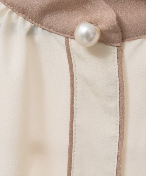 natural couture（ナチュラルクチュール）の「【WEB限定】パール釦ポイントバイカラーフレア5分袖ブラウス（シャツ/ブラウス・レディース・ベージュ系その他/ピンク/ネイビー/ドット/ピンクベージュ/サックスブルー/オフホワイト/その他1・FREE）」の18枚目の写真
