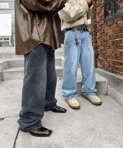 3rdSpring(サードスプリング)の「HOLY IN CODE No.0039 wave pattern denim PT(デニムパンツ・メンズ・ブラック/ブルー・LARGE/MEDIUM/SMALL)」の1枚目の写真