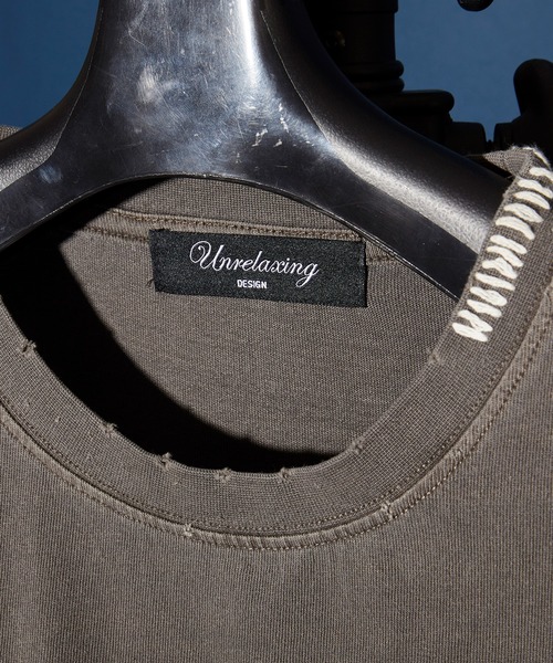 unrelaxing（アンリラクシング）の「ヴィンテージライク 古着風 綿100％ピグメント加工ダメージブランケットステッチTシャツ（Tシャツ/カットソー・メンズ・ブラウン/グリーン/ブラック/ベージュ・X-LARGE/LARGE/MEDIUM）」の10枚目の写真
