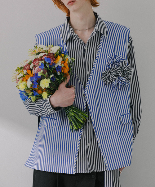 SENSE OF PLACE by URBAN RESEARCH(センスオブプレイスバイアーバンリサーチ)の「hxcyyd × SOP ストライプフラワーパッチマルチシャツ(UNISEX)(シャツ/ブラウス・メンズ・その他2/その他1・LARGE/MEDIUM)」の8枚目の写真