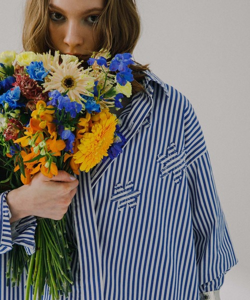 SENSE OF PLACE by URBAN RESEARCH(センスオブプレイスバイアーバンリサーチ)の「hxcyyd × SOP ストライプフラワーパッチマルチシャツ(UNISEX)(シャツ/ブラウス・メンズ・その他2/その他1・LARGE/MEDIUM)」の14枚目の写真