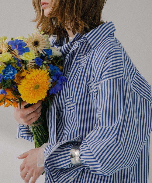 SENSE OF PLACE by URBAN RESEARCH(センスオブプレイスバイアーバンリサーチ)の「hxcyyd × SOP ストライプフラワーパッチマルチシャツ(UNISEX)(シャツ/ブラウス・メンズ・その他2/その他1・LARGE/MEDIUM)」の15枚目の写真