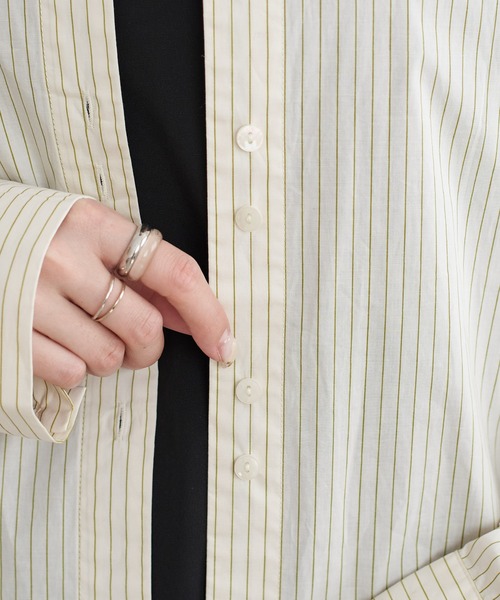 DISCOAT（ディスコート）の「【WEB限定】ストライプクロップドシャツ（シャツ/ブラウス・レディース・ベージュ/ピンク/アイボリー/ブルー・FREE）」の20枚目の写真