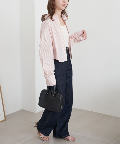 DISCOAT（ディスコート）の「【WEB限定】ストライプクロップドシャツ（シャツ/ブラウス・レディース・ベージュ/ピンク/アイボリー/ブルー・FREE）」の12枚目の写真