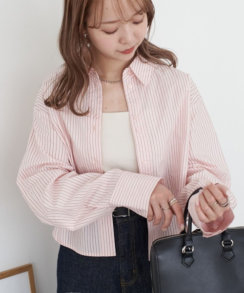 セール】【WEB限定】ストライプクロップドシャツ（シャツ