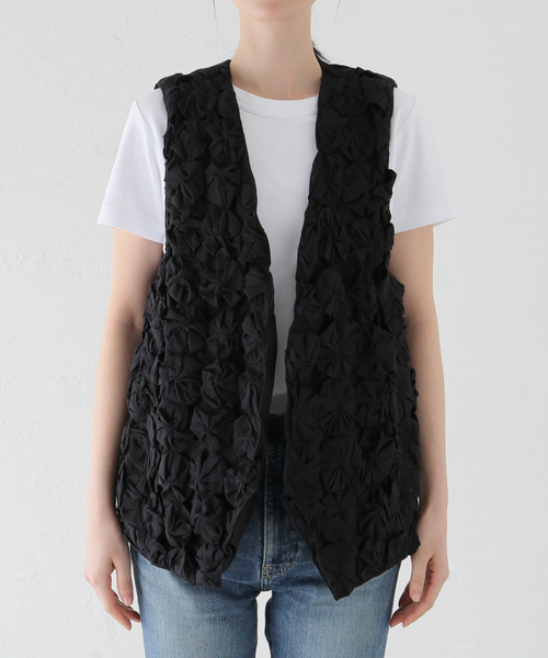 Spick & Span（スピックアンドスパン）の「crinkle crinkle crinkle cotton beannag gillet CC-2515（ベスト・レディース・ブラック/ホワイト・FREE）」の14枚目の写真