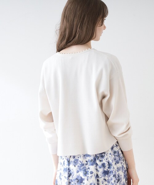 couture brooch(クチュールブローチ)の「◆パール調トリミングボレロ(カーディガン/ボレロ・レディース・ライトブルー/アイボリー/ブラック・38/42)」の14枚目の写真