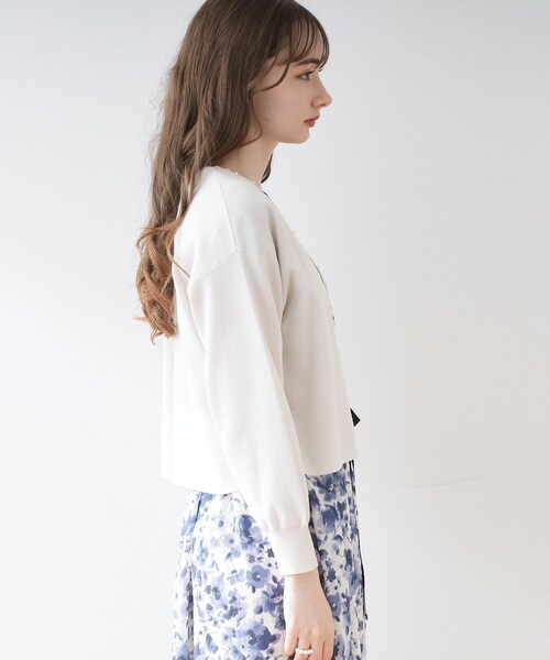 couture brooch(クチュールブローチ)の「◆パール調トリミングボレロ(カーディガン/ボレロ・レディース・ライトブルー/アイボリー/ブラック・38/42)」の20枚目の写真