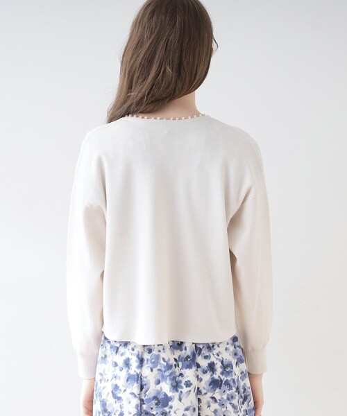 couture brooch(クチュールブローチ)の「◆パール調トリミングボレロ(カーディガン/ボレロ・レディース・ライトブルー/アイボリー/ブラック・38/42)」の21枚目の写真