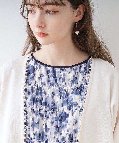 couture brooch(クチュールブローチ)の「◆パール調トリミングボレロ(カーディガン/ボレロ・レディース・ライトブルー/アイボリー/ブラック・38/42)」の22枚目の写真