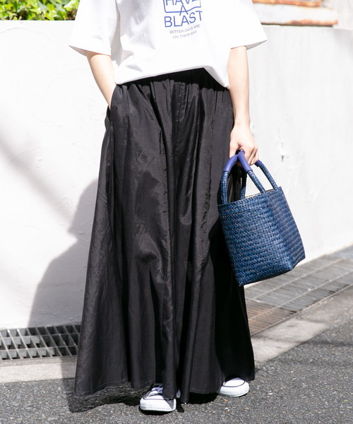 FORK&SPOON(フォークアンドスプーン)の「FORK&SPOON コットンキュプラギャザーワイドパンツ(その他パンツ・レディース・ブラック/カーキ/ブルー・1)」の5枚目の写真