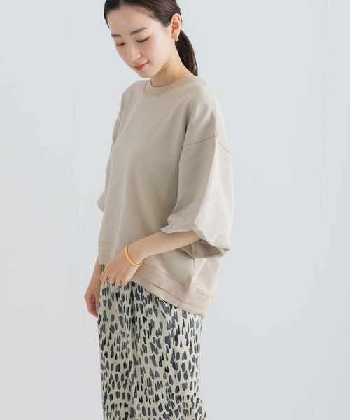 URBAN RESEARCH(アーバンリサーチ)の「裏毛ハーフスリーブトップス(スウェット・レディース・グレー/ネイビー/ベージュ系その他/オフホワイト・FREE)」の3枚目の写真