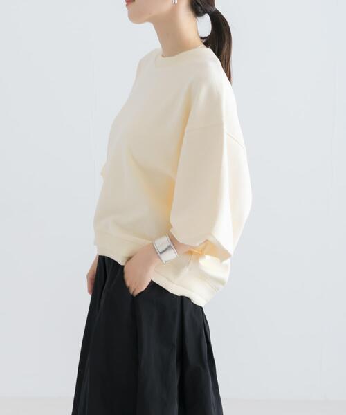 URBAN RESEARCH(アーバンリサーチ)の「裏毛ハーフスリーブトップス(スウェット・レディース・グレー/ネイビー/ベージュ系その他/オフホワイト・FREE)」の6枚目の写真