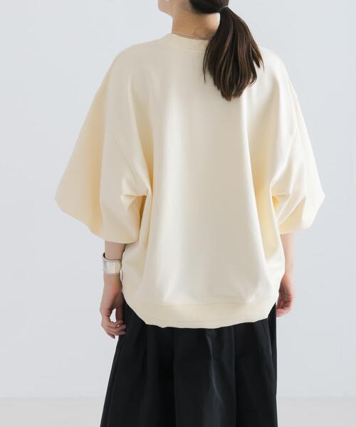URBAN RESEARCH(アーバンリサーチ)の「裏毛ハーフスリーブトップス(スウェット・レディース・グレー/ネイビー/ベージュ系その他/オフホワイト・FREE)」の7枚目の写真