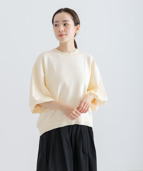 URBAN RESEARCH(アーバンリサーチ)の「裏毛ハーフスリーブトップス(スウェット・レディース・グレー/ネイビー/ベージュ系その他/オフホワイト・FREE)」の9枚目の写真