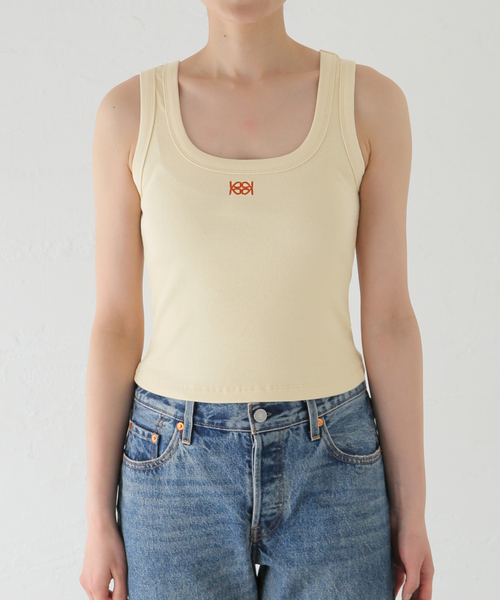 JOINT WORKS（ジョイントワークス）の「KIJUN Square-Neck Rib Tank Top 24SSW22 0A/B/C/ D（タンクトップ・レディース・グリーン/ホワイト/ブラック/オレンジ・SMALL）」の4枚目の写真