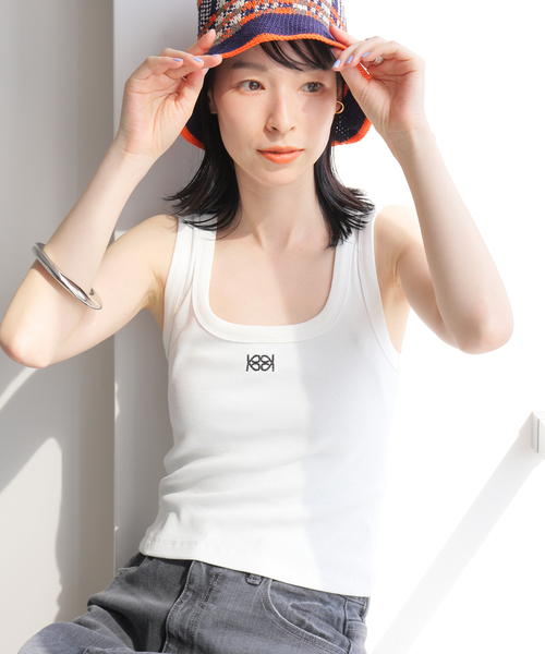 JOINT WORKS（ジョイントワークス）の「KIJUN Square-Neck Rib Tank Top 24SSW22 0A/B/C/ D（タンクトップ・レディース・グリーン/ホワイト/ブラック/オレンジ・SMALL）」の9枚目の写真