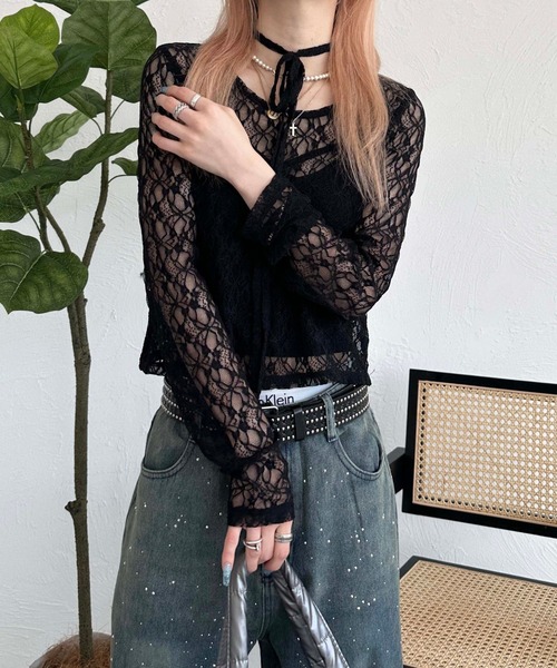 チョーカー付きレーストップス（Tシャツ/カットソー）｜sedacle