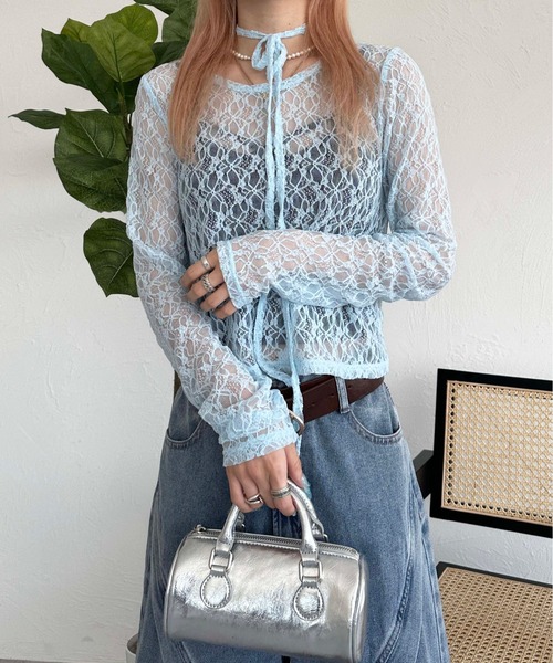 sedacle girl（セダクルガール）の「チョーカー付きレーストップス（Tシャツ/カットソー・レディース・ブルー/オフホワイト/ブラック/レッド・SMALL/MEDIUM）」の14枚目の写真