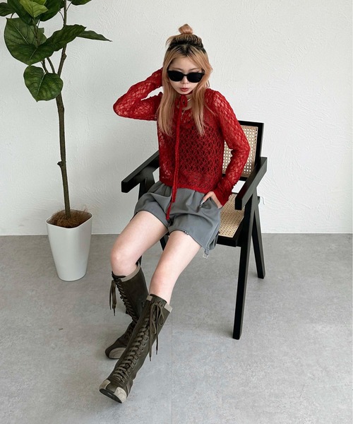 新品・未開封♡Darich♡レースチョーカーコンパクトTシャツ　BLK PHILLY】チョーカーデザインドットトップス（Tシャツ/カットソー