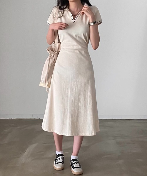 ライン入りスキッパーワンピース（ワンピース）｜deux amour（ドゥーザムール）