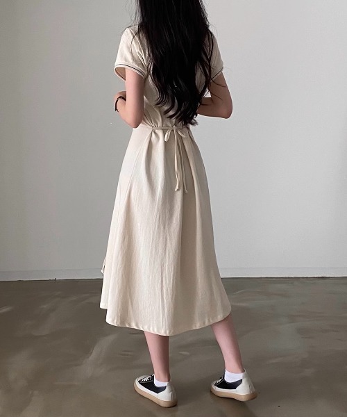 ライン入りスキッパーワンピース（ワンピース）｜deux amour（ドゥーザムール）