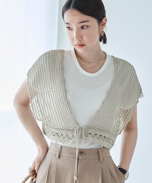 FREAK'S STORE(フリークスストア)の「FREAK’S STORE/フリークスストア The Yarn. かぎ編み調 ベスト(ベスト・レディース・ベージュ/ブラック・フリ-)」の4枚目の写真