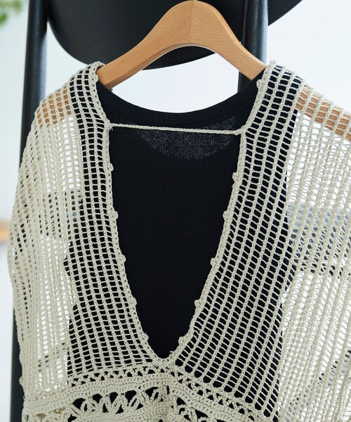 FREAK'S STORE(フリークスストア)の「FREAK’S STORE/フリークスストア The Yarn. かぎ編み調 ベスト(ベスト・レディース・ベージュ/ブラック・フリ-)」の11枚目の写真