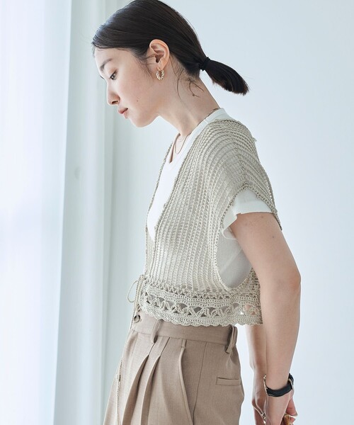 FREAK'S STORE(フリークスストア)の「FREAK’S STORE/フリークスストア The Yarn. かぎ編み調 ベスト(ベスト・レディース・ベージュ/ブラック・フリ-)」の13枚目の写真