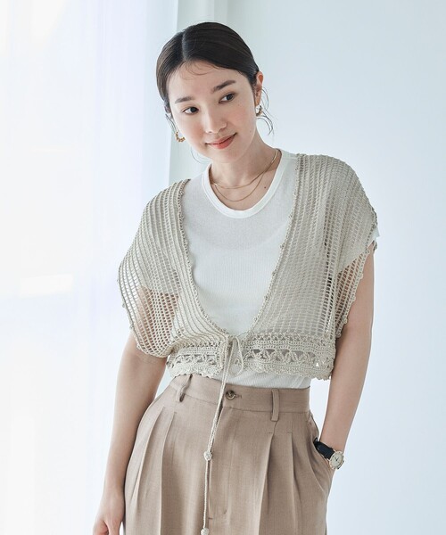 FREAK'S STORE(フリークスストア)の「FREAK’S STORE/フリークスストア The Yarn. かぎ編み調 ベスト(ベスト・レディース・ベージュ/ブラック・フリ-)」の14枚目の写真