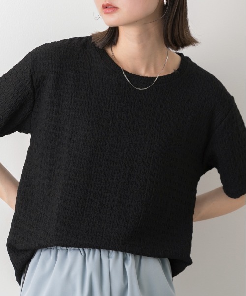 ad thie(アドティエ)の「リンクル クルーネック カットソー(Tシャツ/カットソー・レディース・オフホワイト/ブラック/ライトグリーン・FREE)」の9枚目の写真