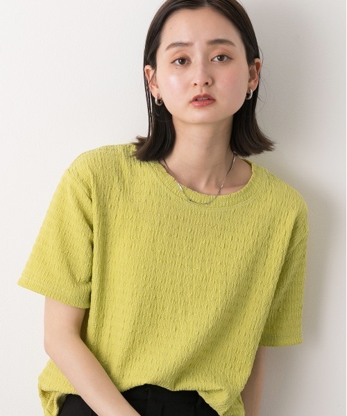 ad thie(アドティエ)の「リンクル クルーネック カットソー(Tシャツ/カットソー・レディース・オフホワイト/ブラック/ライトグリーン・FREE)」の14枚目の写真