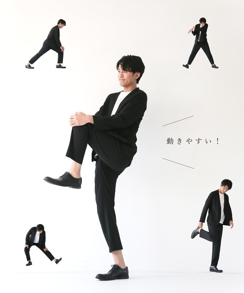 WHITE JOOLA（ホワイトジョーラ）の「【着るだけで垢抜ける！】ユニセックス！洗濯機OK！UVカット！接触冷感！速乾！耐久性！オール日本・岐阜製towashiセットアップスーツ（スーツスカート・メンズ・ブラック/ベージュ・S/M/L/LL）」の4枚目の写真