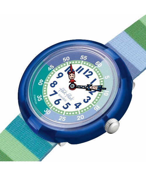 FLIK FLAK（フリックフラック）の「STRIPY GREEN（アナログ腕時計・キッズ・ブルー・FREE）」の3枚目の写真