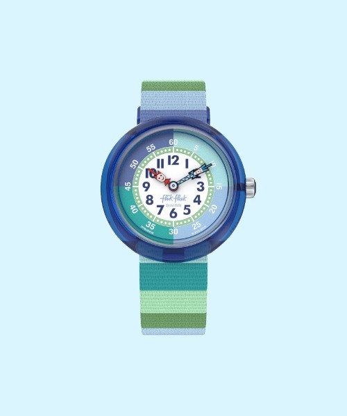 FLIK FLAK（フリックフラック）の「STRIPY GREEN（アナログ腕時計・キッズ・ブルー・FREE）」の2枚目の写真