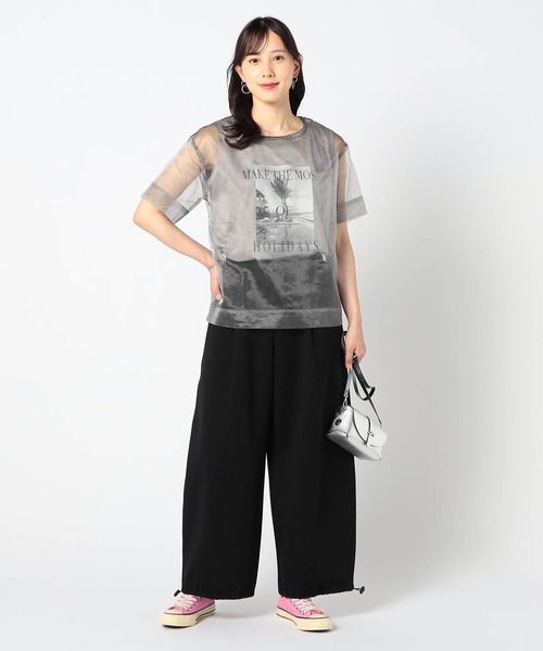 Grand PARK（グランドパーク）の「【2枚セット】リゾートプリントタンクトップ+オーガンジー（Tシャツ/カットソー・レディース・グレー/カーキ/ホワイト・FREE）」の5枚目の写真