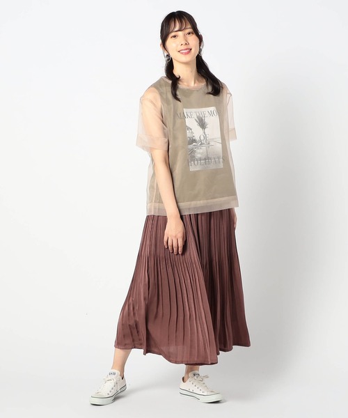 Grand PARK（グランドパーク）の「【2枚セット】リゾートプリントタンクトップ+オーガンジー（Tシャツ/カットソー・レディース・グレー/カーキ/ホワイト・FREE）」の6枚目の写真