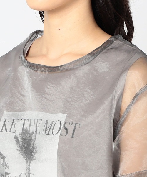 Grand PARK（グランドパーク）の「【2枚セット】リゾートプリントタンクトップ+オーガンジー（Tシャツ/カットソー・レディース・グレー/カーキ/ホワイト・FREE）」の9枚目の写真