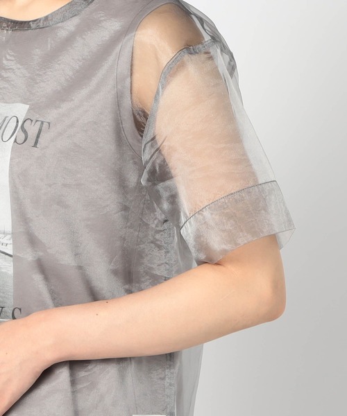 Grand PARK（グランドパーク）の「【2枚セット】リゾートプリントタンクトップ+オーガンジー（Tシャツ/カットソー・レディース・グレー/カーキ/ホワイト・FREE）」の10枚目の写真