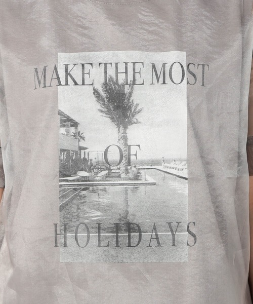 Grand PARK（グランドパーク）の「【2枚セット】リゾートプリントタンクトップ+オーガンジー（Tシャツ/カットソー・レディース・グレー/カーキ/ホワイト・FREE）」の12枚目の写真